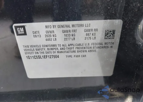 2014 Chevrolet Malibu 1Lt z USA, uszkodzony, nr VIN 1G11C5SL1EF127904